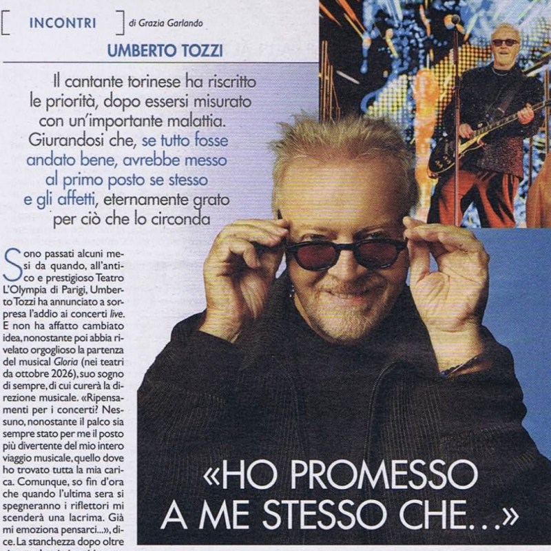 Intimità: Umberto Tozzi protagonista. In tutte le&nbsp;edicole.
